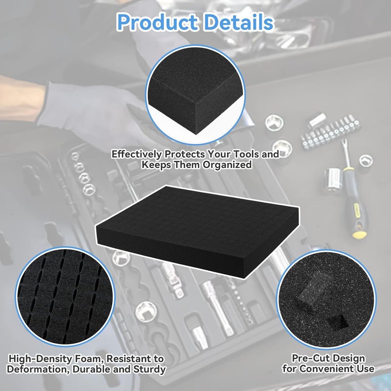 Aolabela Part Foam Insert - Polyurethane Pluck Pre Cube Sheet Foam with Bottom Use for Boxes Cases Padding Camera, Tool Box，Board Game Box (8pcs, 16x12x2 in) - Image 3